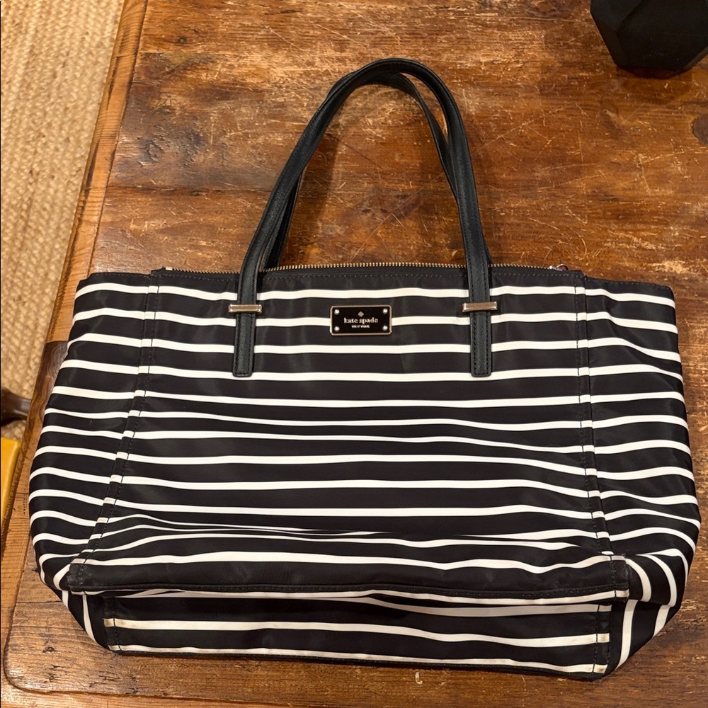 Kate Spade Black and White Striped Tote